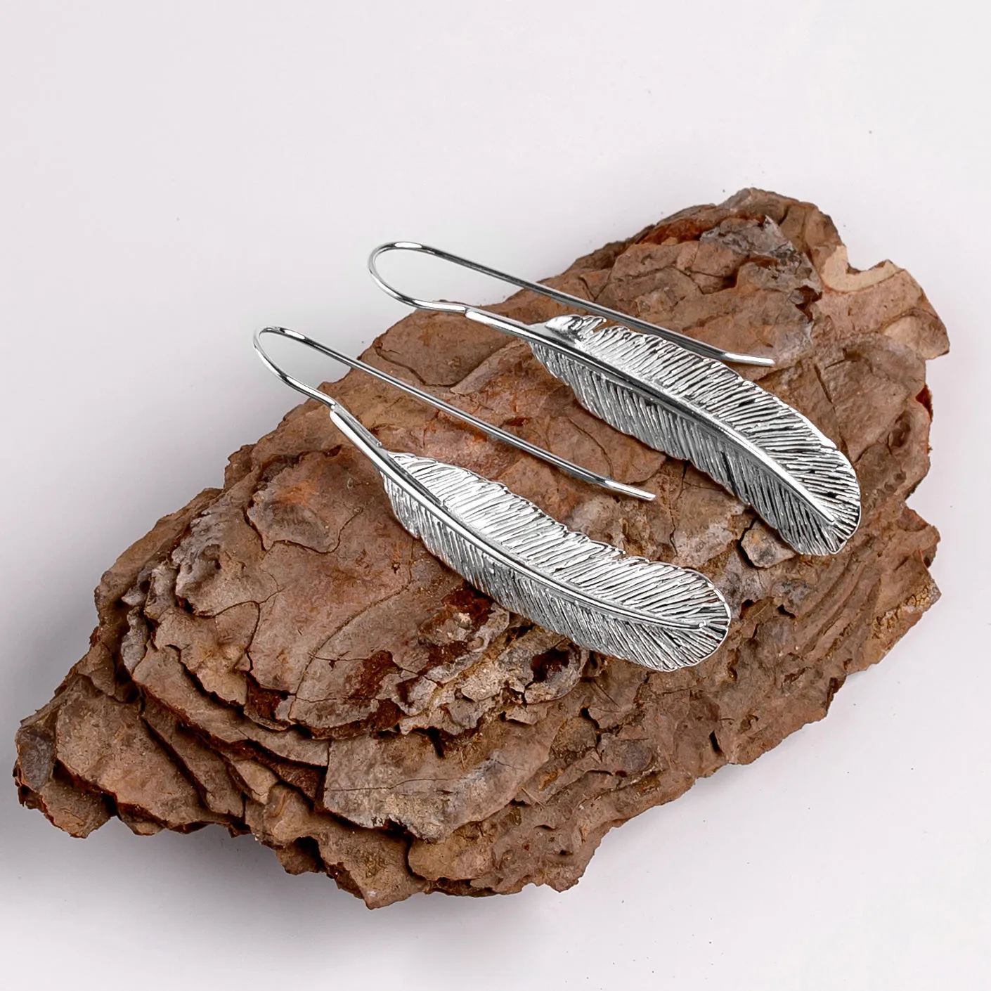 Feather Hook Earrings in Silver sold by Henryka product image thumbnail 5