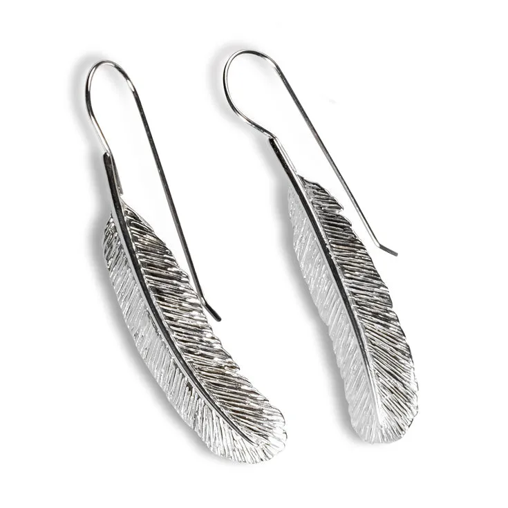 Feather Hook Earrings in Silver sold by Henryka
