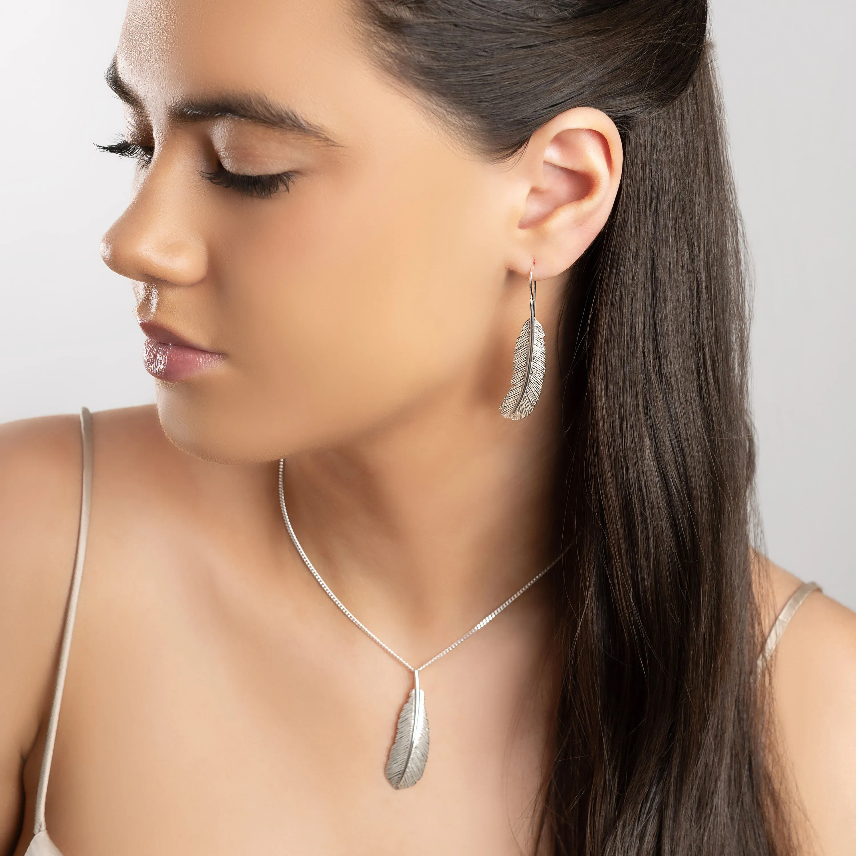 Feather Hook Earrings in Silver sold by Henryka product image thumbnail 4