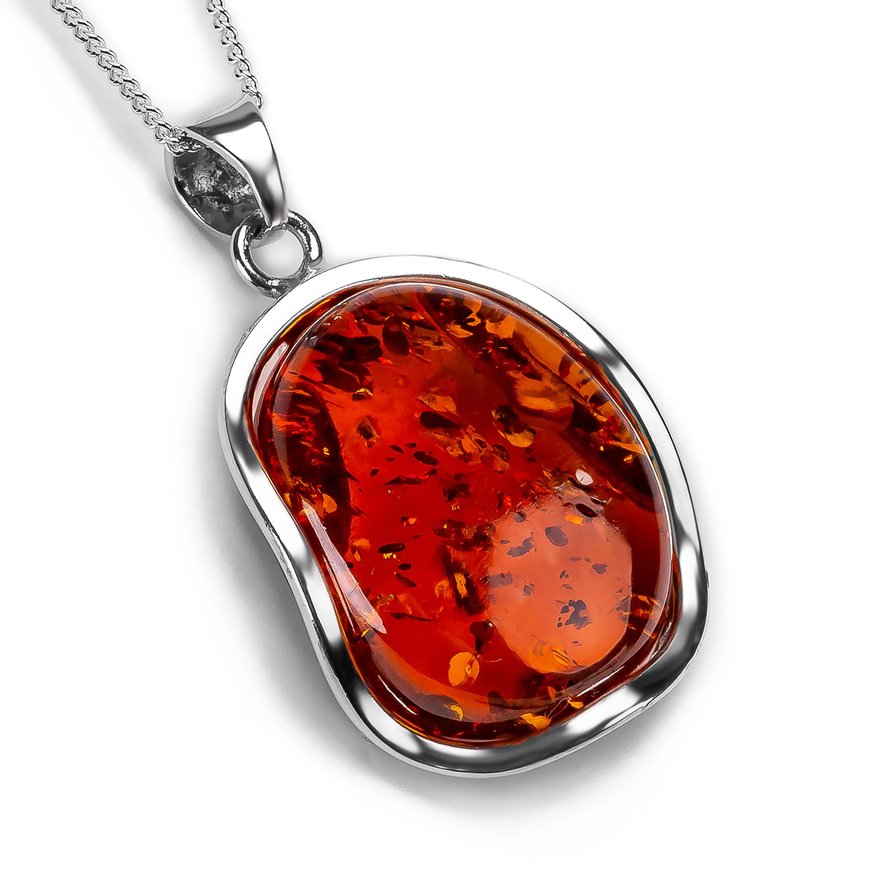 Timeless & Contemporary Amber and Silver Necklace - Natural Designer Gemstone sold by Henryka