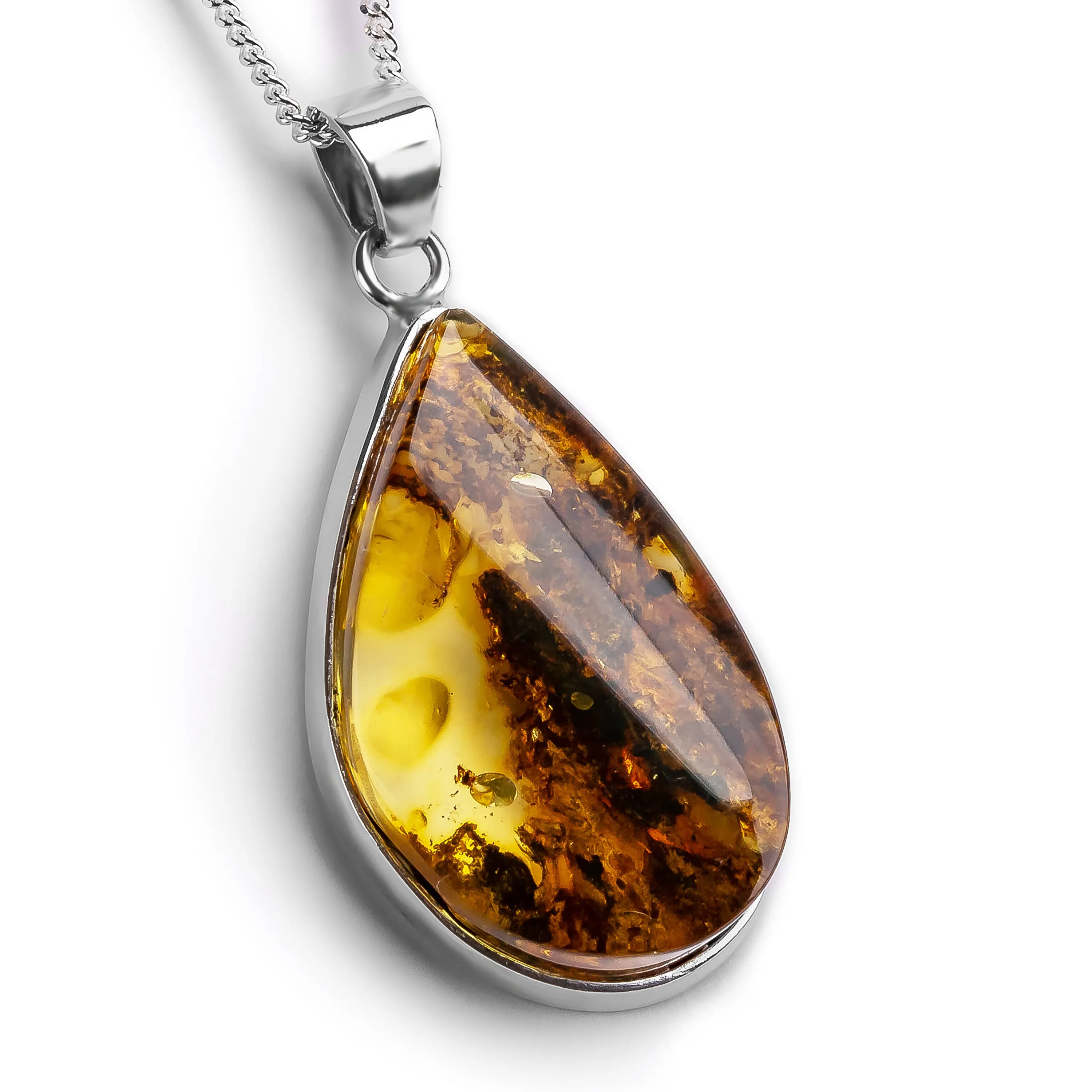 'Botanical Mess' Natural Amber and Silver Necklace - Natural Designer Gemstone sold by Henryka