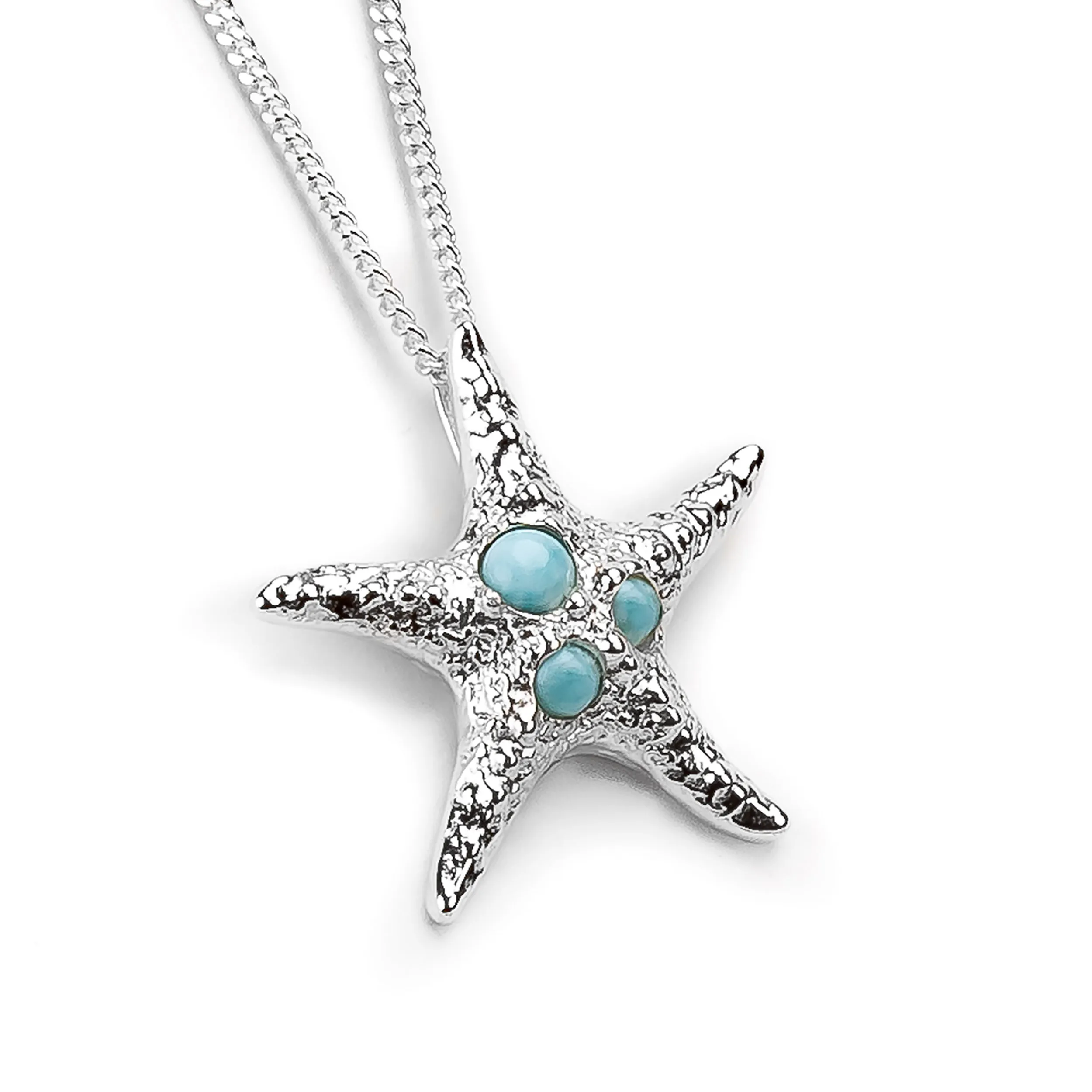 Large Starfish Necklace in Silver & Larimar sold by Henryka