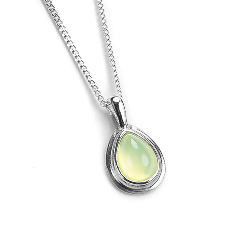 Classic Teardrop Necklace in Silver and Prehnite made by Henryka