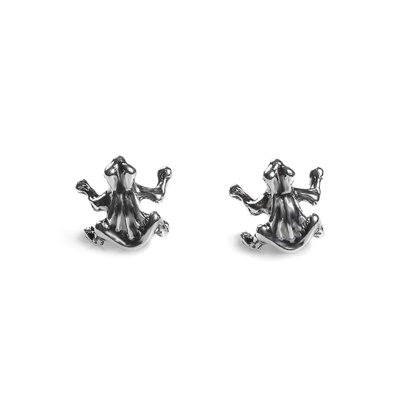 Frog Stud Earrings in Silver sold by Henryka
