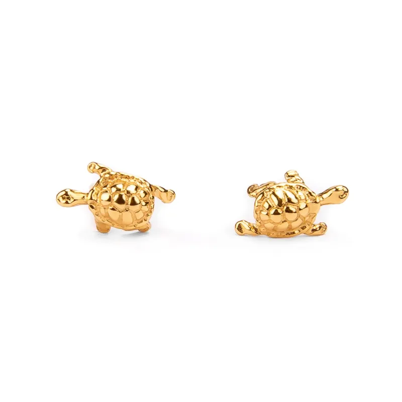 Tortoise / Turtle Stud Earrings in Silver with 24ct Gold sold by Henryka