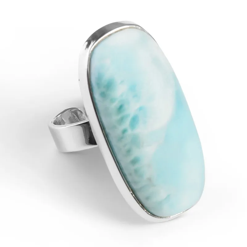 Sublime Larimar Adjustable Statement Ring - Natural Designer Gemstone sold by Henryka
