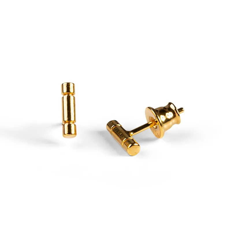 Simple Bar Stud Earrings in Silver with 24ct Gold sold by Henryka