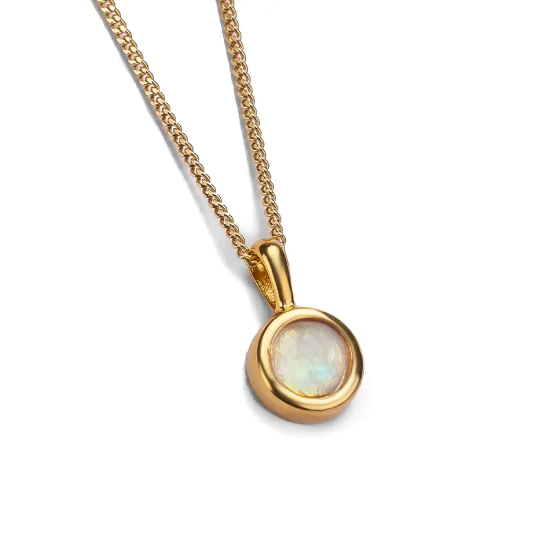 Round Charm Necklace in Silver with 24ct Gold & Moonstone sold by Henryka