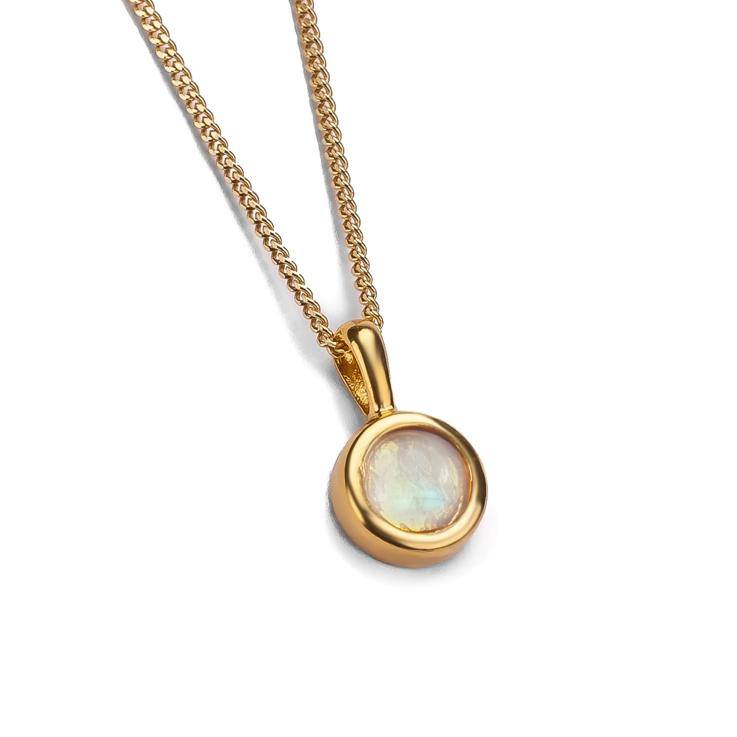Round Charm Necklace in Silver with 24ct Gold & Moonstone sold by Henryka