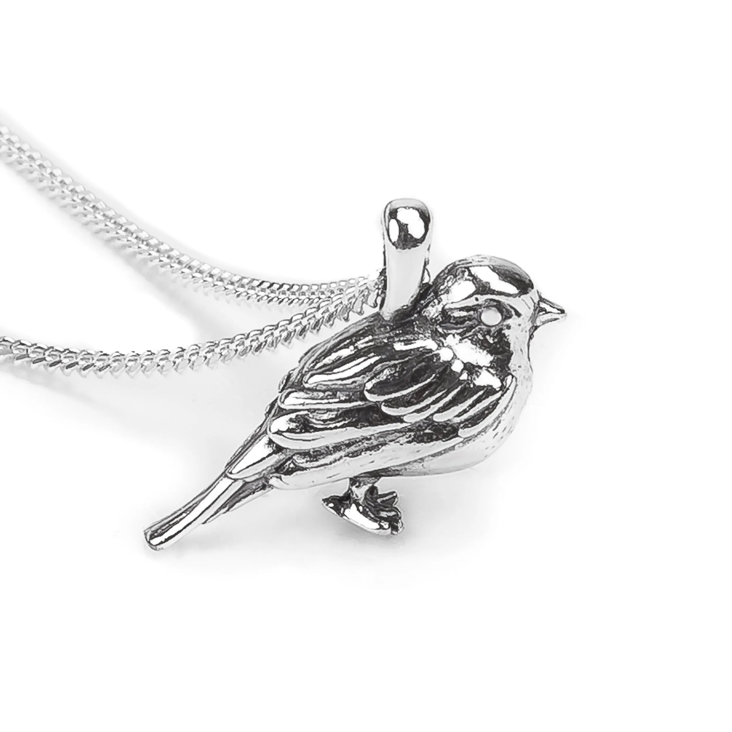 Silver Garden Bird / Robin Necklace sold by Henryka