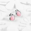 Classic Teardrop Stud Earrings in Silver and Pink Opal sold by Henryka