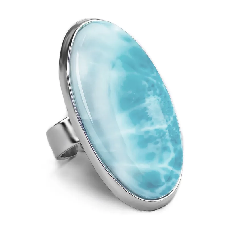 Fabulous Larimar Statement Ring - Natural Designer Gemstone sold by Henryka