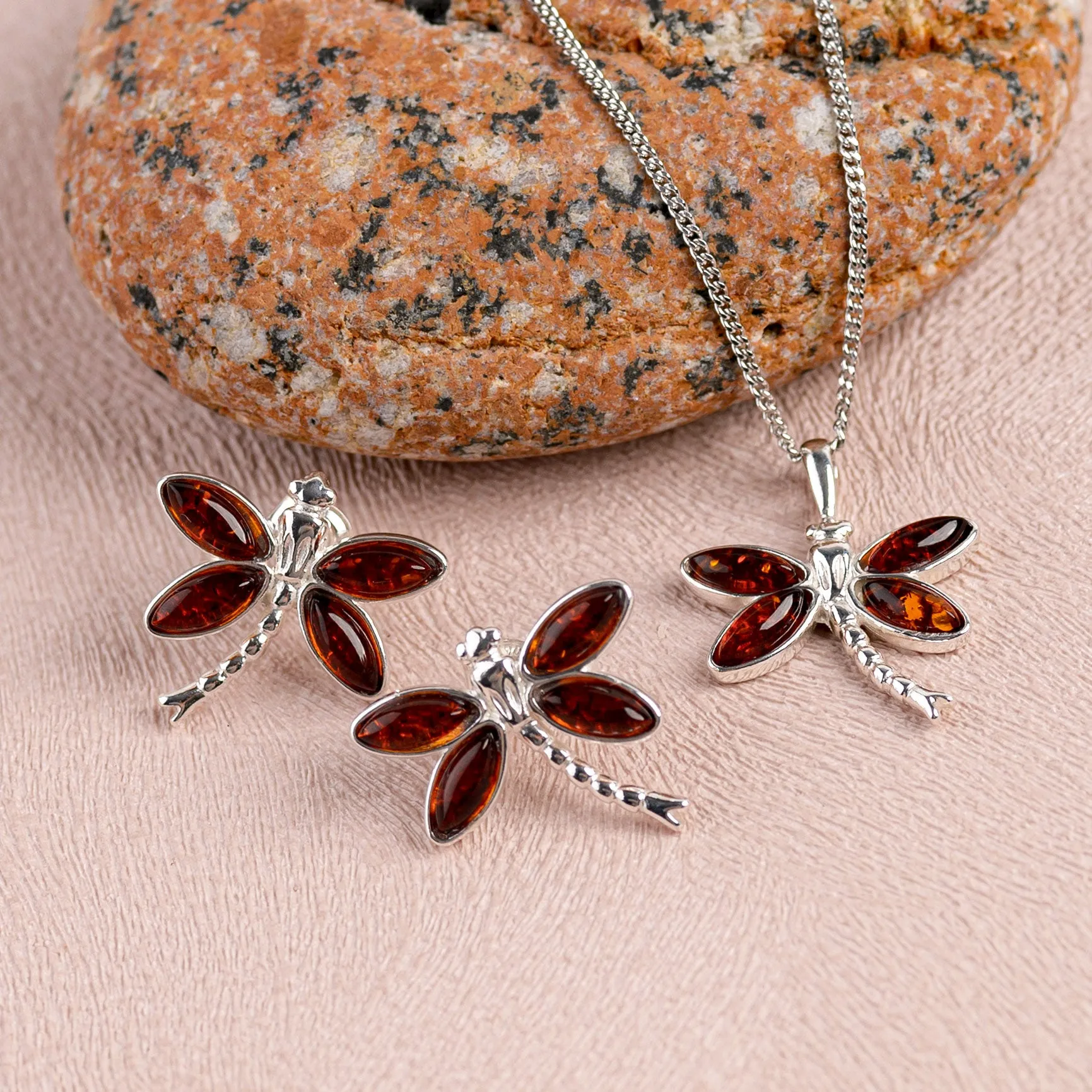 Pointed Dragonfly Necklace in Silver and Amber sold by Henryka product image thumbnail 5