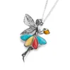 Fairy Necklace in Silver, Amber, Turquoise and Coral sold by Henryka