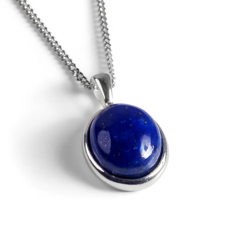 Classic Oval Necklace in Silver and Lapis Lazuli sold by Henryka