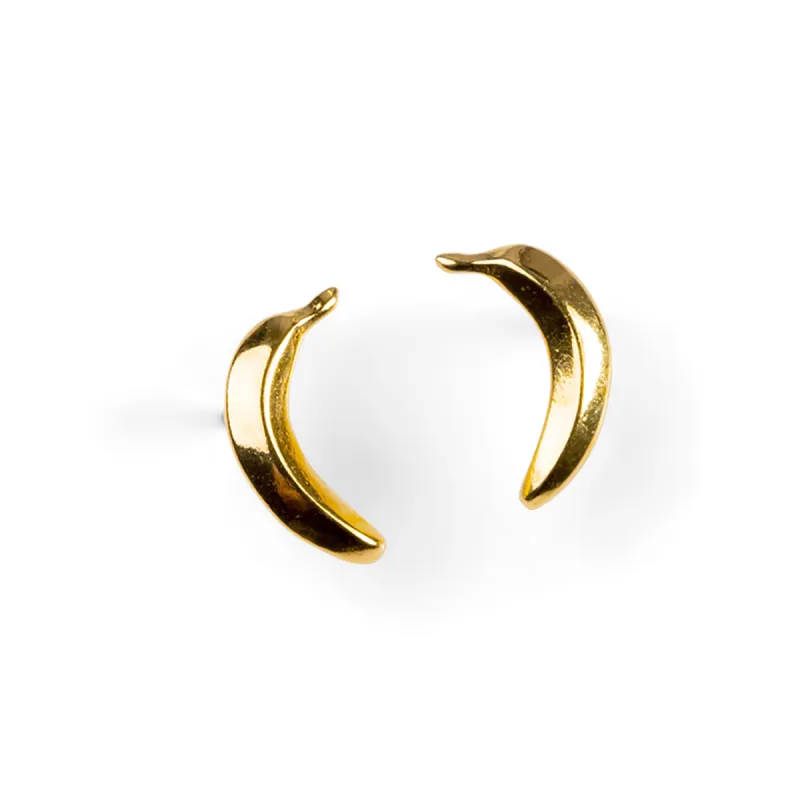 Banana Silver Stud Earrings with 24ct Gold sold by Henryka