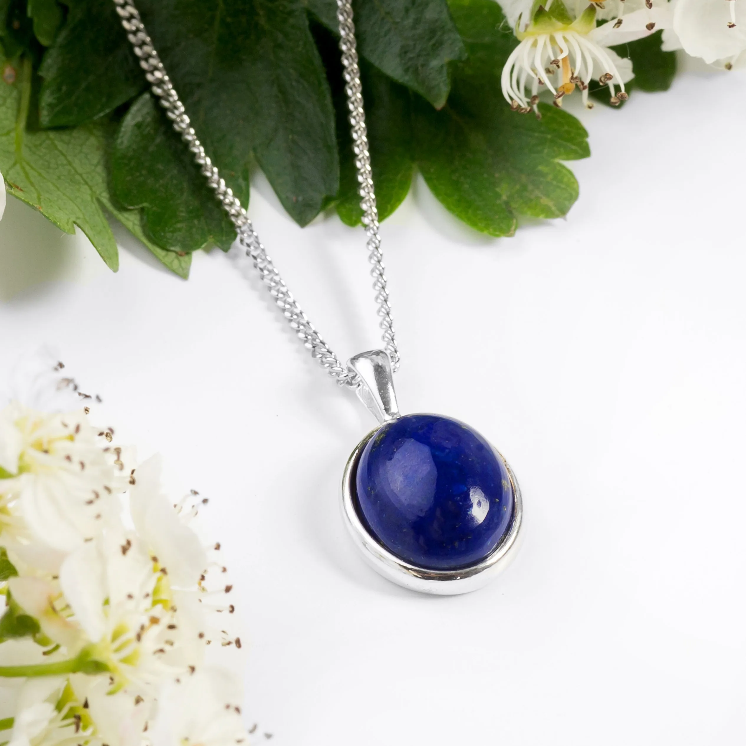 Classic Oval Necklace in Silver and Lapis Lazuli sold by Henryka product image thumbnail 4