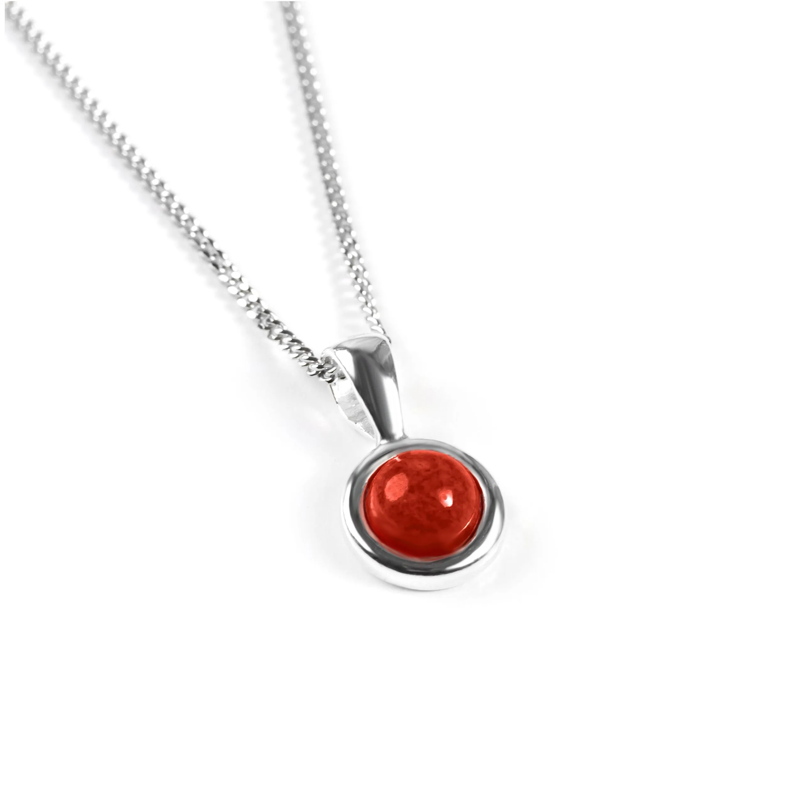 Round Charm Necklace in Silver and Red Coral sold by Henryka