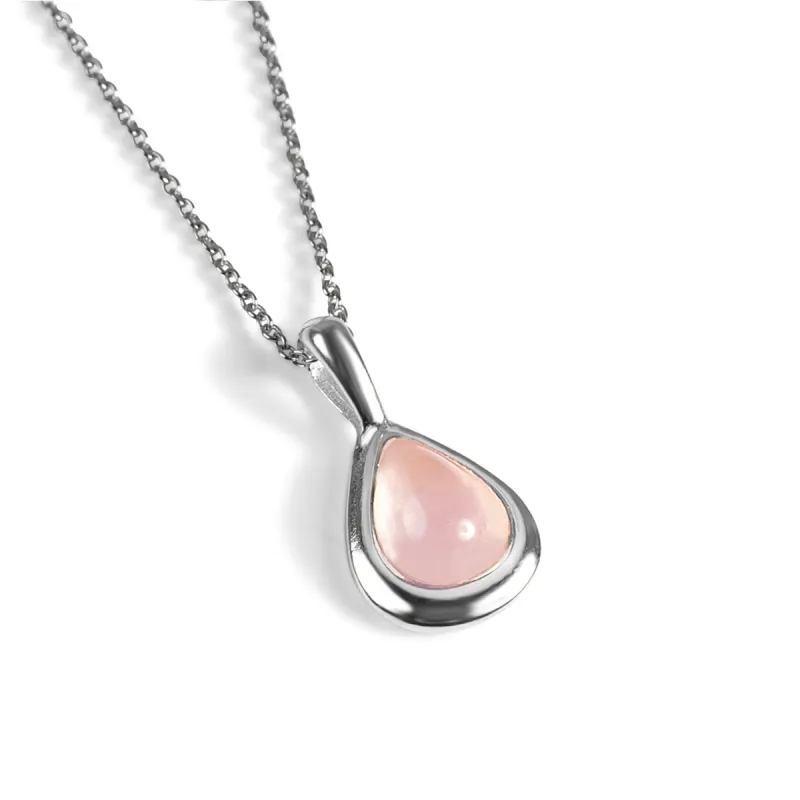 Classic Teardrop Necklace in Silver and Rose Quartz sold by Henryka