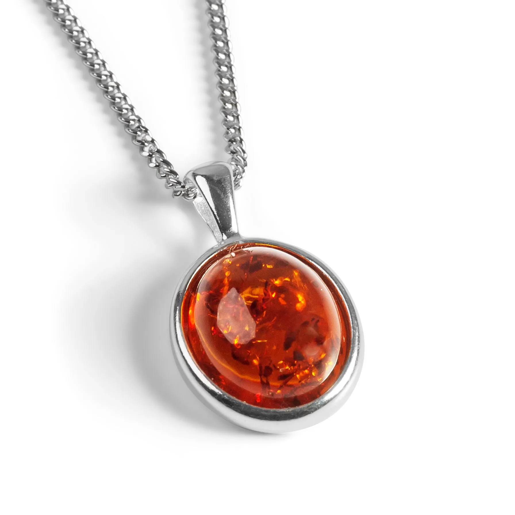 Classic Oval Necklace in Silver and Amber sold by Henryka