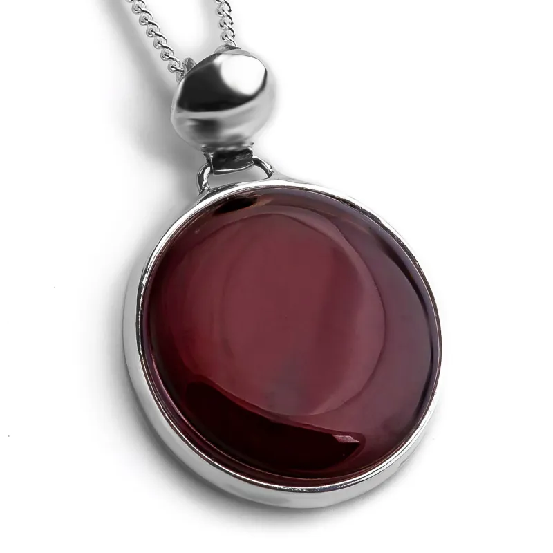 Contemporary Baltic Cherry Amber and Silver Necklace - Natural Designer Gemstone sold by Henryka