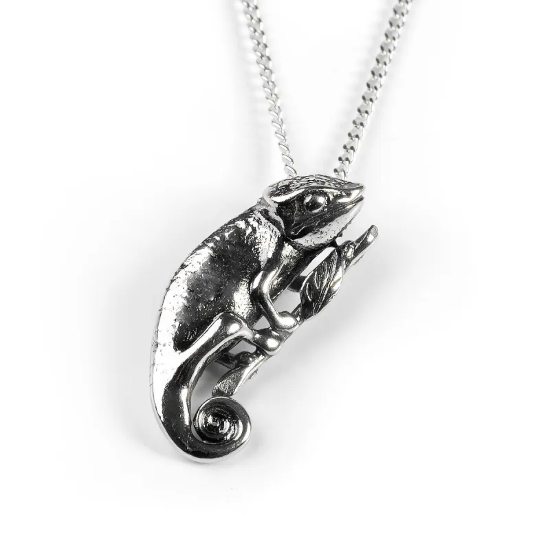 Climbing Chameleon Necklace in Silver sold by Henryka