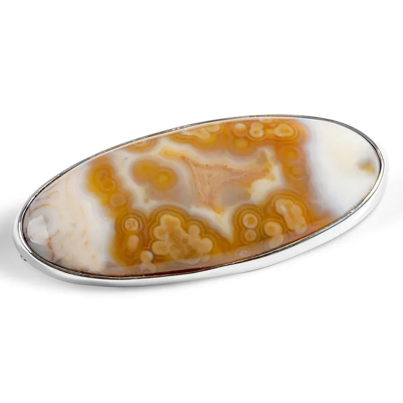 Madagascar Ocean Jasper Brooch in Silver - Natural Designer Gemstone made by Henryka