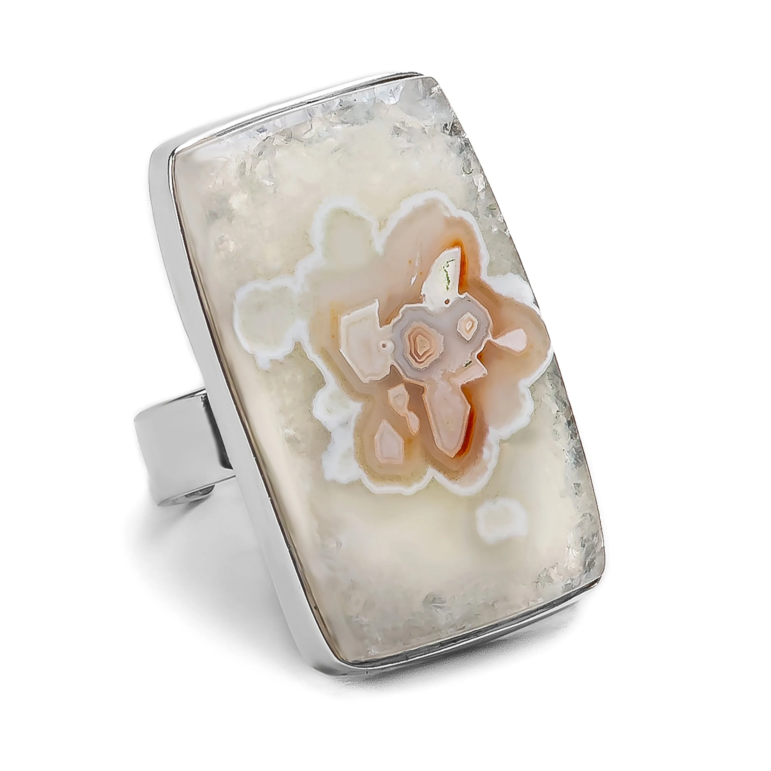 Fabulous Crazy Lace Agate Adjustable Ring in Silver - Natural Designer Gemstone sold by Henryka
