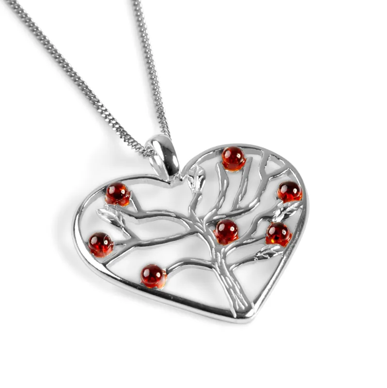 Symbol of Love Heart Necklace in Silver and Amber sold by Henryka