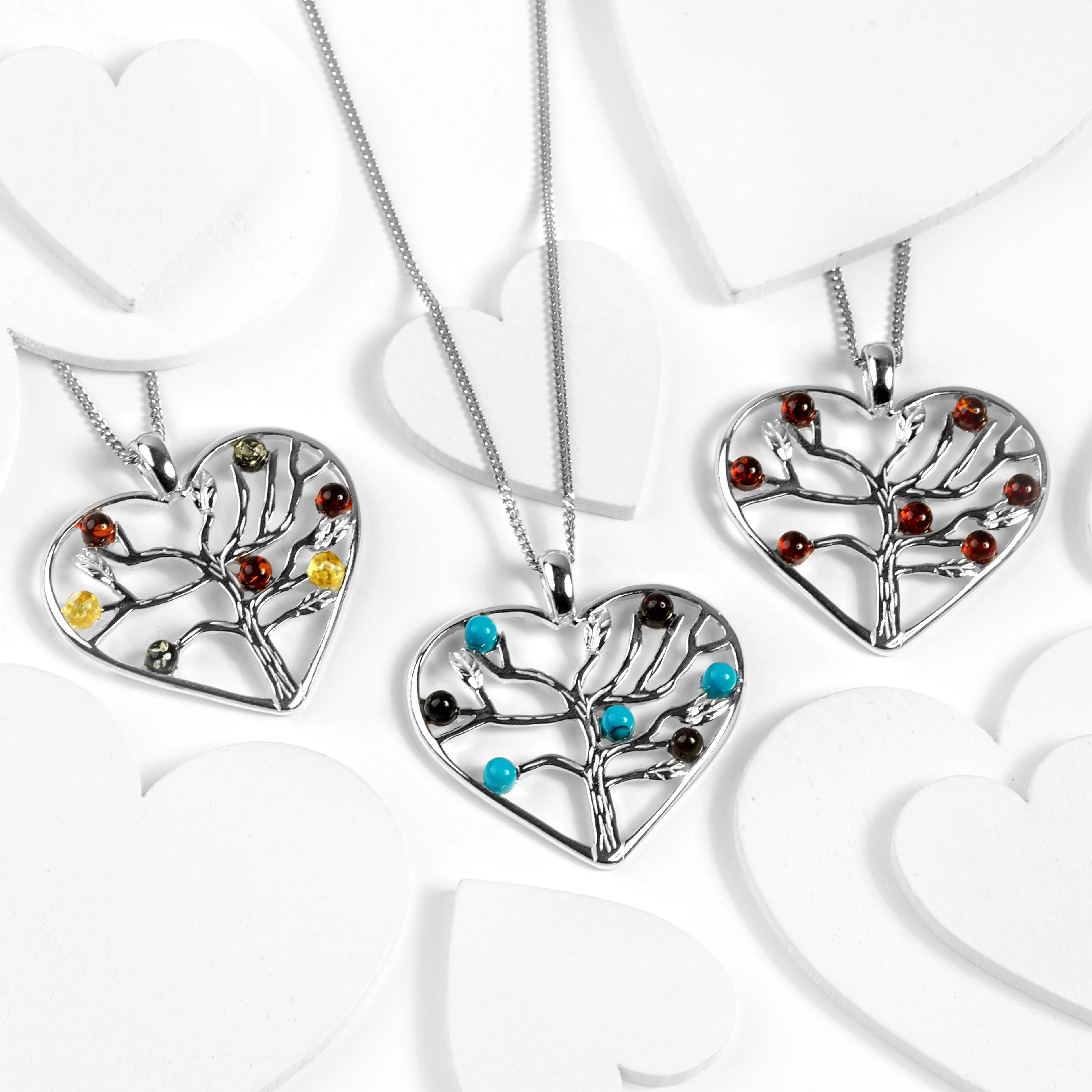Symbol of Love Heart Necklace in Silver and Amber sold by Henryka product image thumbnail 5