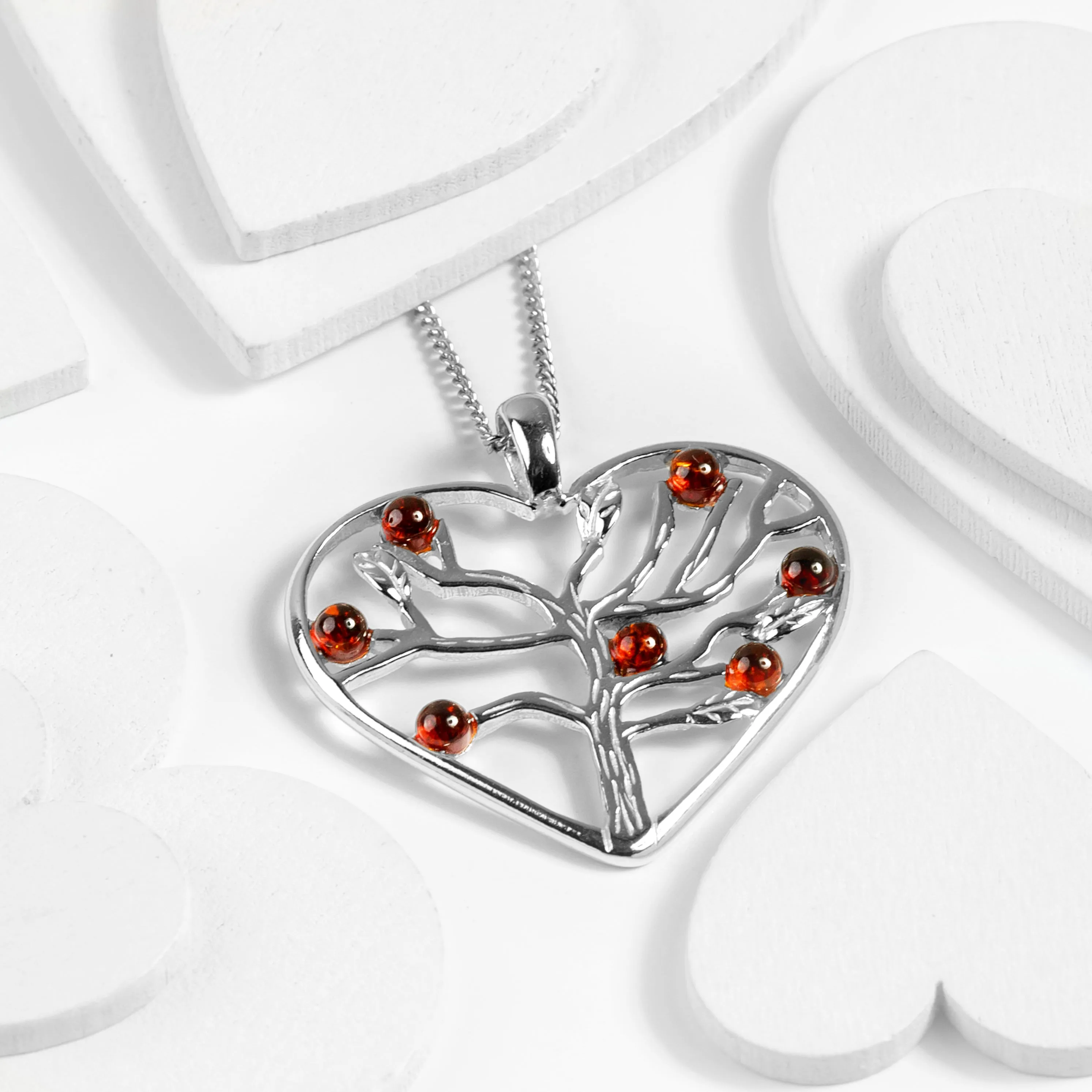 Symbol of Love Heart Necklace in Silver and Amber sold by Henryka product image thumbnail 4