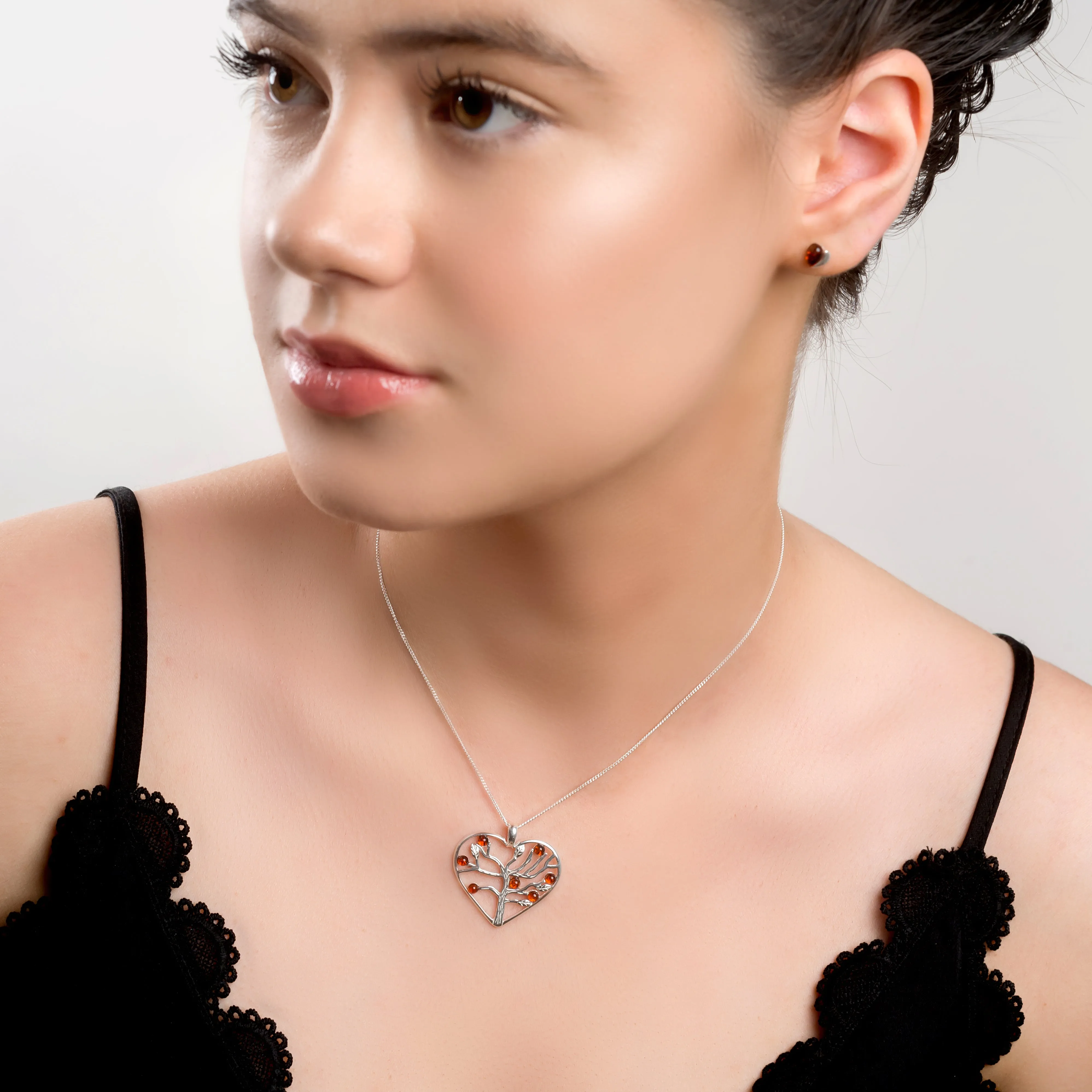 Symbol of Love Heart Necklace in Silver and Amber sold by Henryka product image thumbnail 3