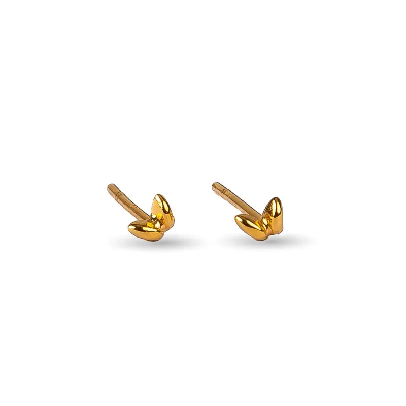Tiny Double Leaf Stud Earrings in Silver with 24ct Gold sold by Henryka