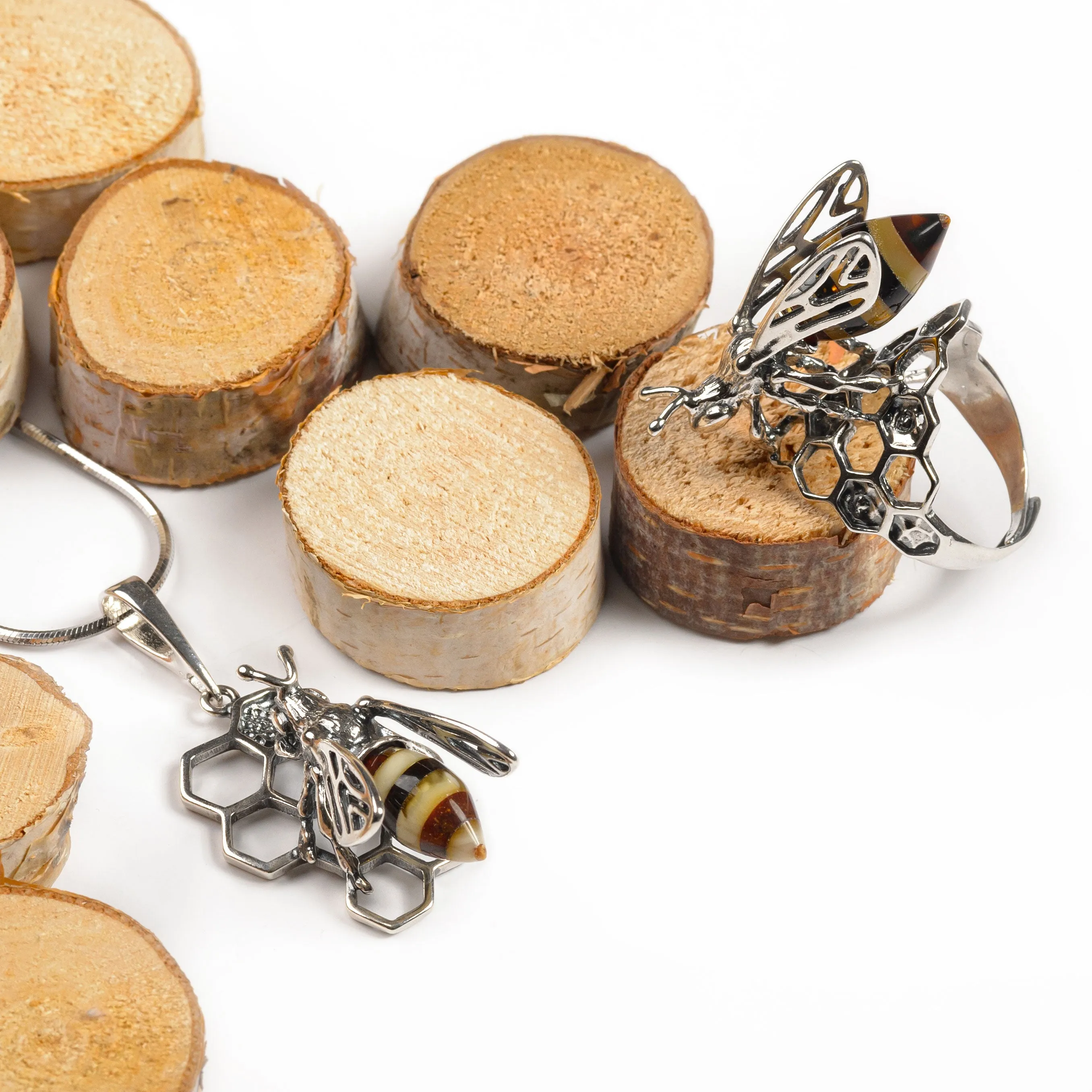Hornet on Honeycomb Necklace in Silver and Amber sold by Henryka product image thumbnail 5