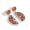 Orange Slice Fruit Drop Earrings in Silver and Cognac Amber sold by Henryka