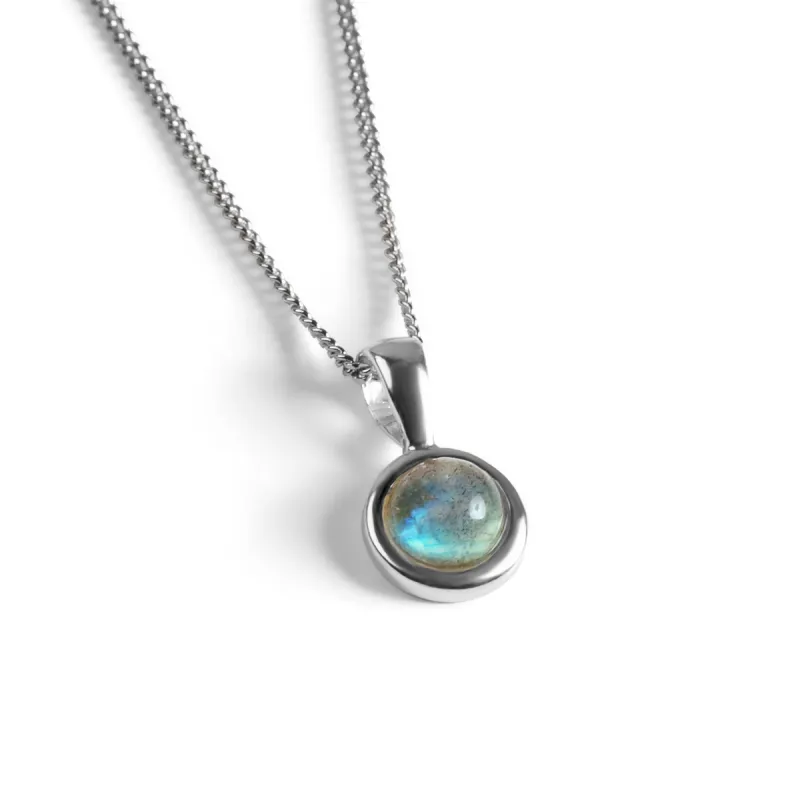 Round Charm Necklace in Silver and Labradorite sold by Henryka