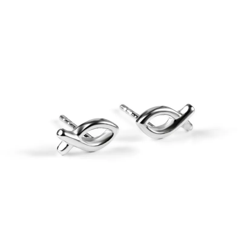Ichthys Fish Stud Earrings in Silver sold by Henryka