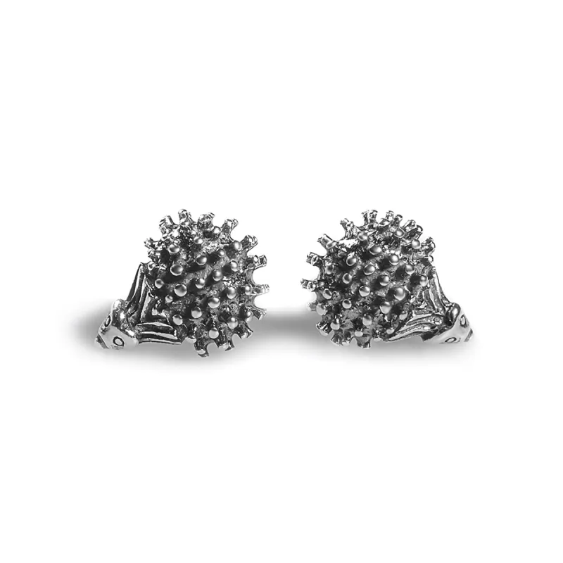 Tiny Hedgehog Stud Earrings in Silver made by Henryka