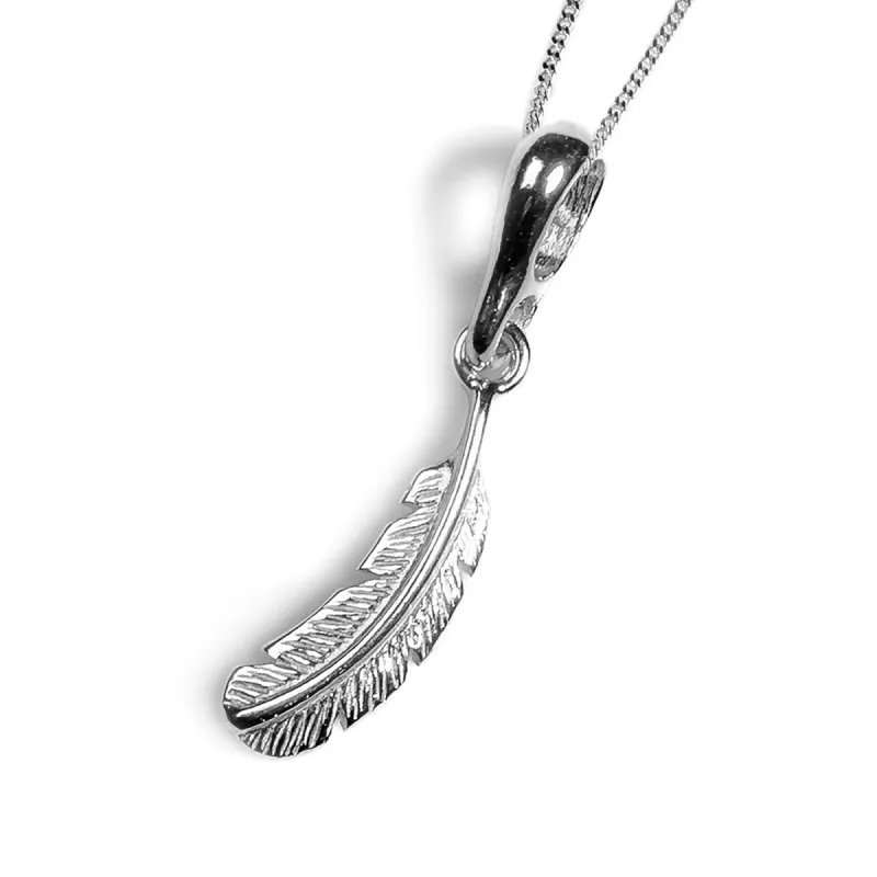 Small Bird Feather Necklace in Silver sold by Henryka