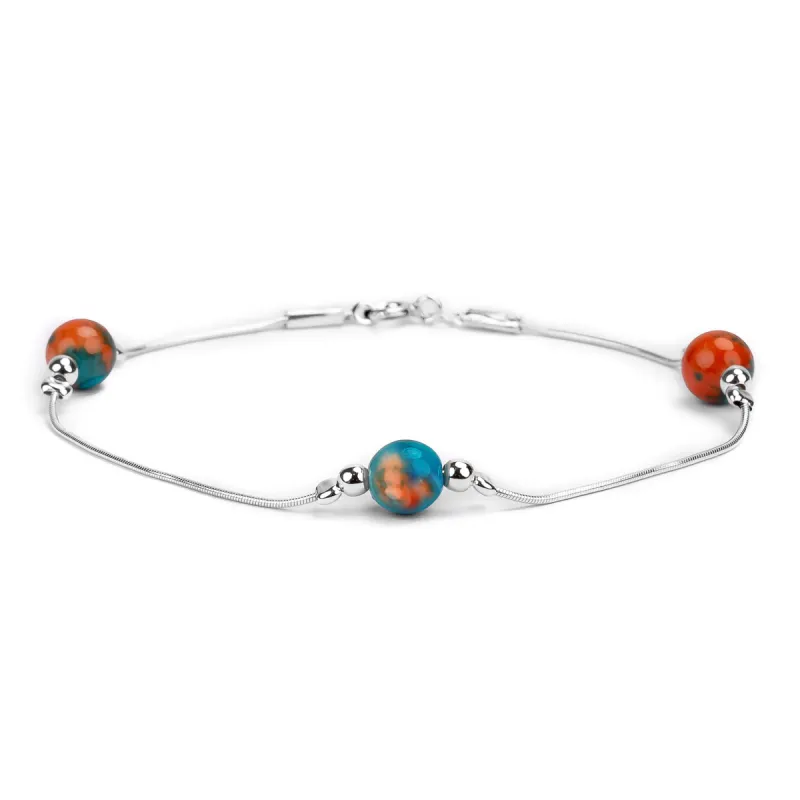 Bead Bracelet in Silver and Copper Turquoise sold by Henryka