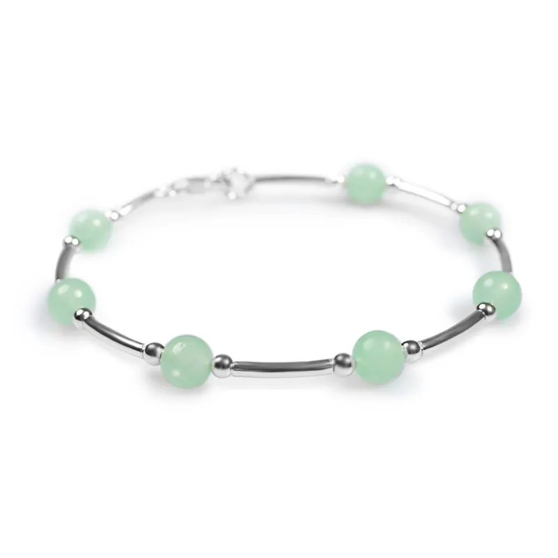 Bead Tube Bracelet in Silver and Aventurine sold by Henryka
