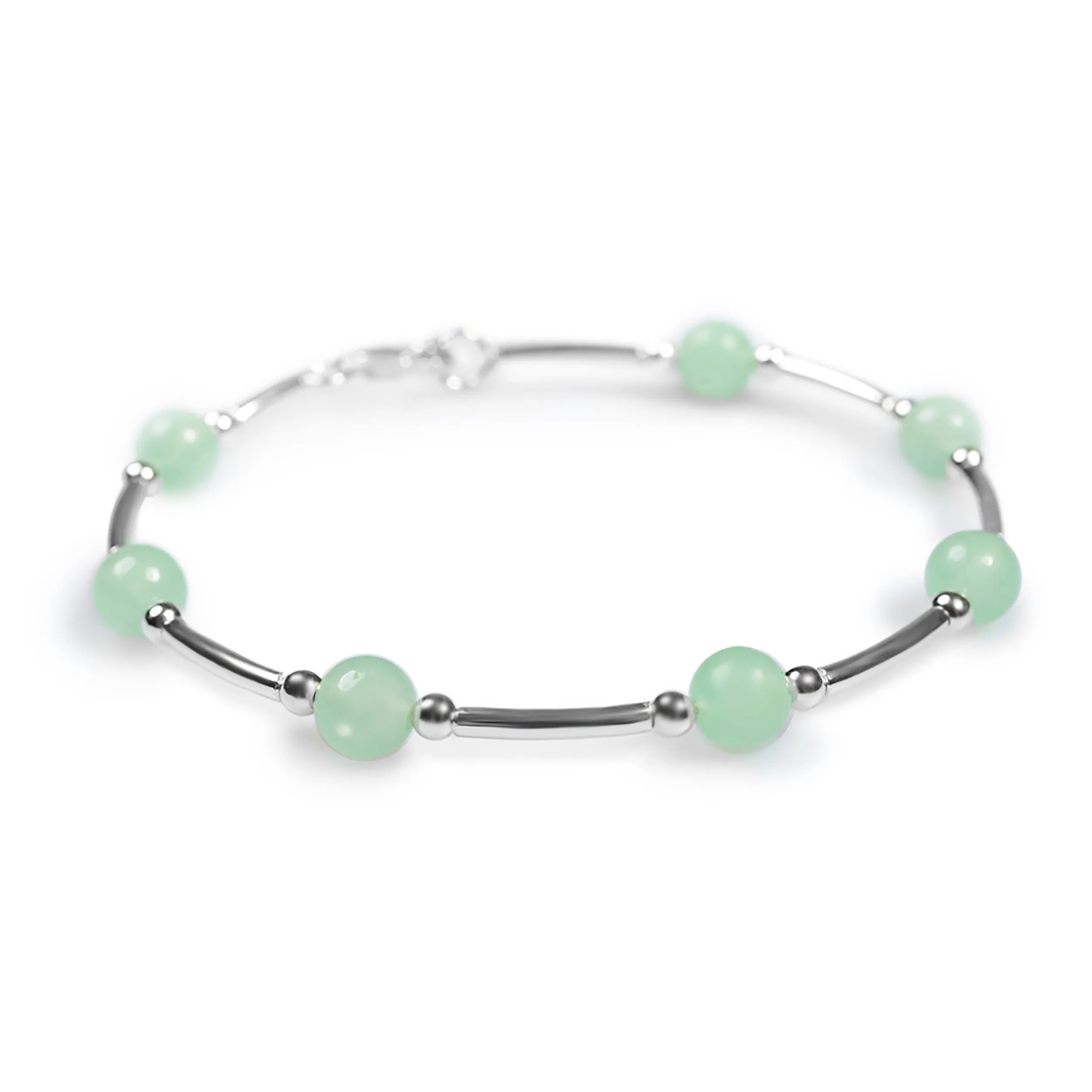 Bead Tube Bracelet in Silver and Aventurine sold by Henryka