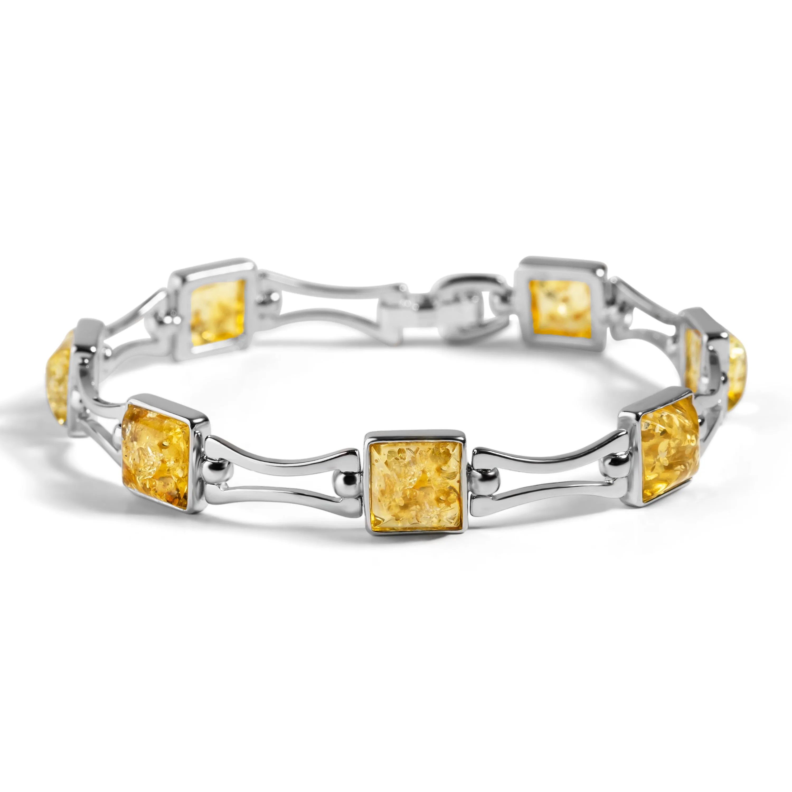 Square Link Bracelet in Silver and Amber sold by Henryka product image thumbnail 5