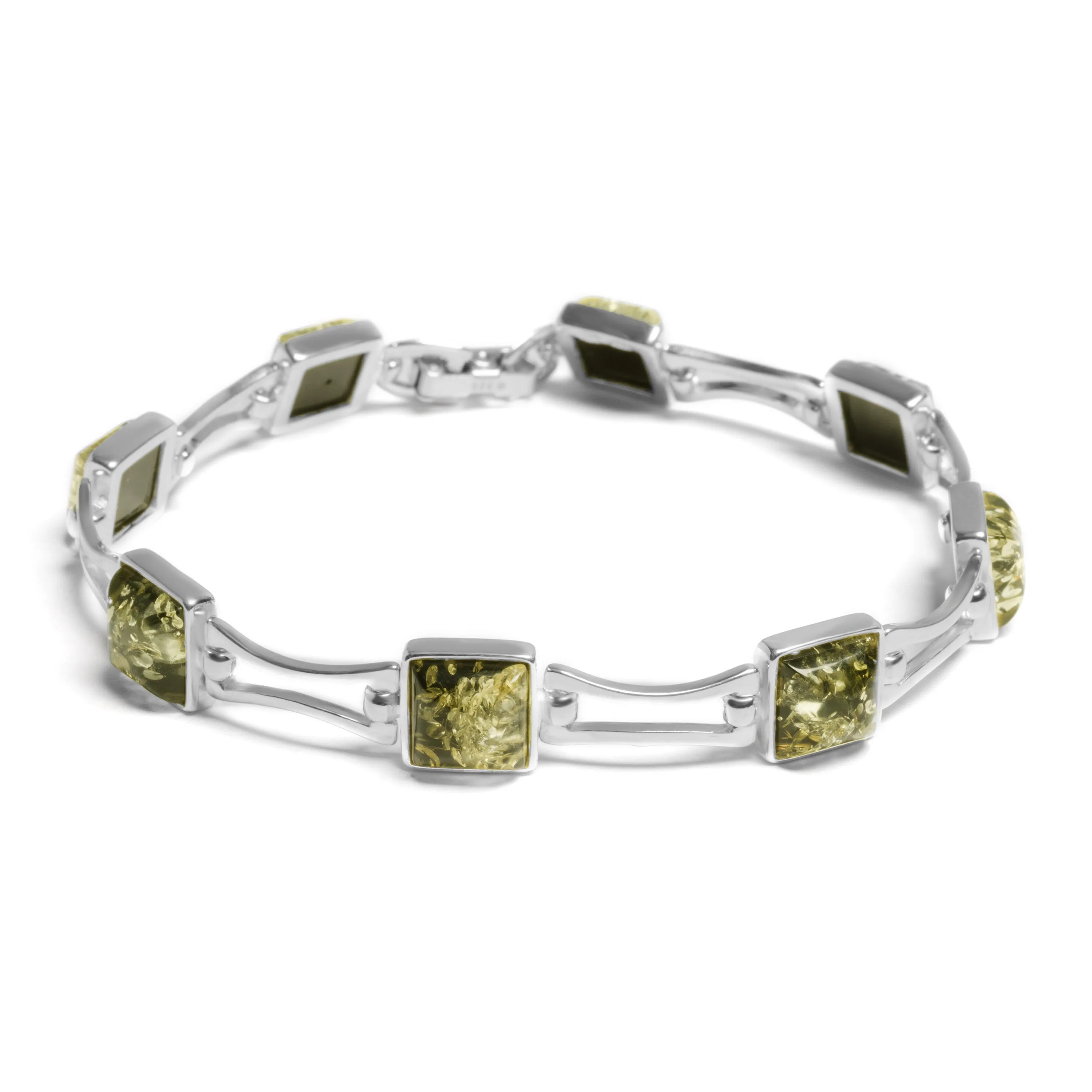Square Link Bracelet in Silver and Amber sold by Henryka product image thumbnail 4