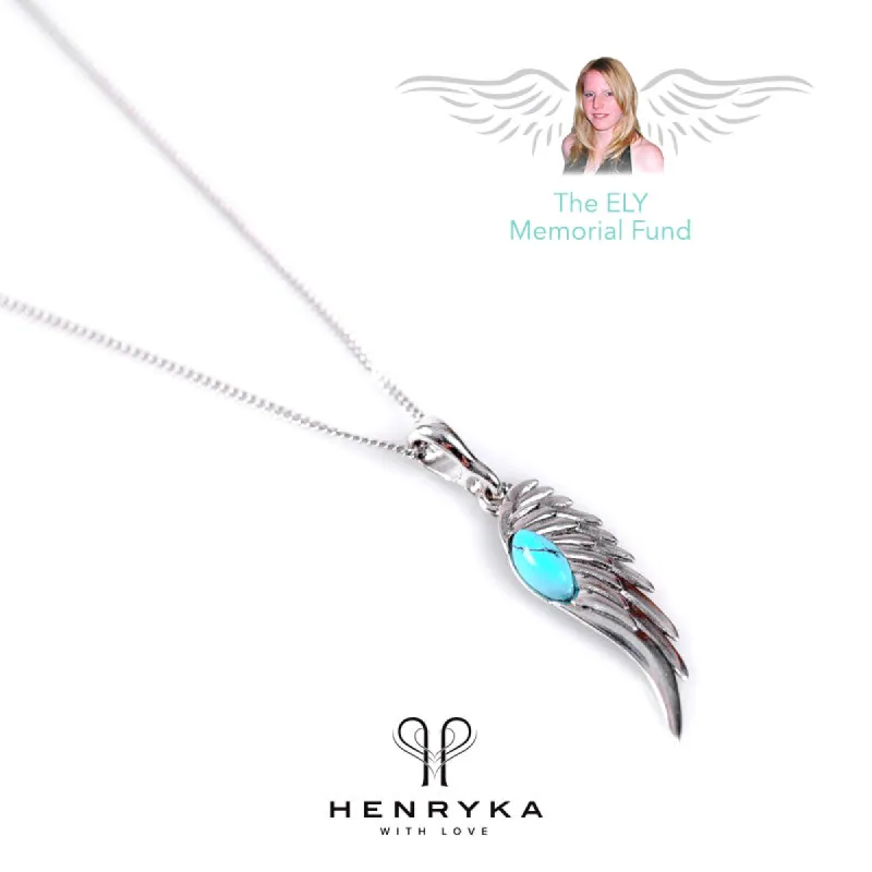 Angel Wing Necklace in Silver and Turquoise sold by Henryka