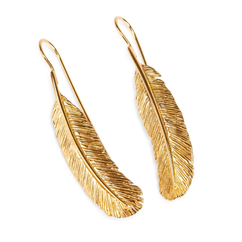 Feather Hook Earrings in Silver with 24ct Gold sold by Henryka
