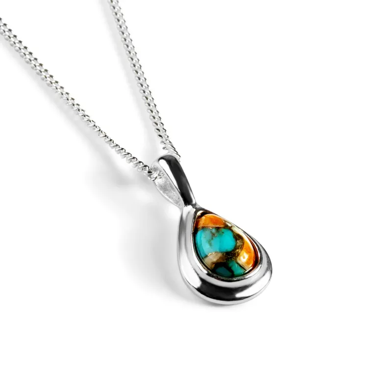 Classic Teardrop Necklace in Silver and Oyster Copper Turquoise sold by Henryka