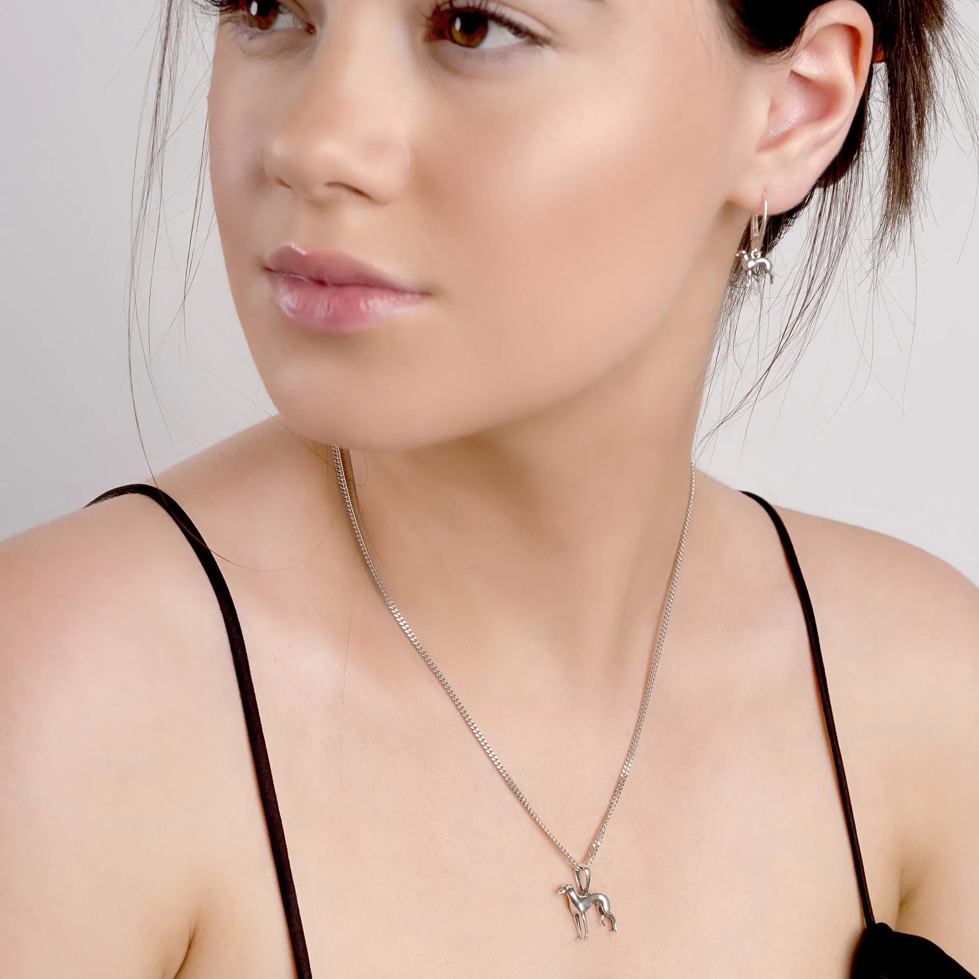 Large Greyhound / Whippet Dog Necklace in Silver sold by Henryka product image thumbnail 2