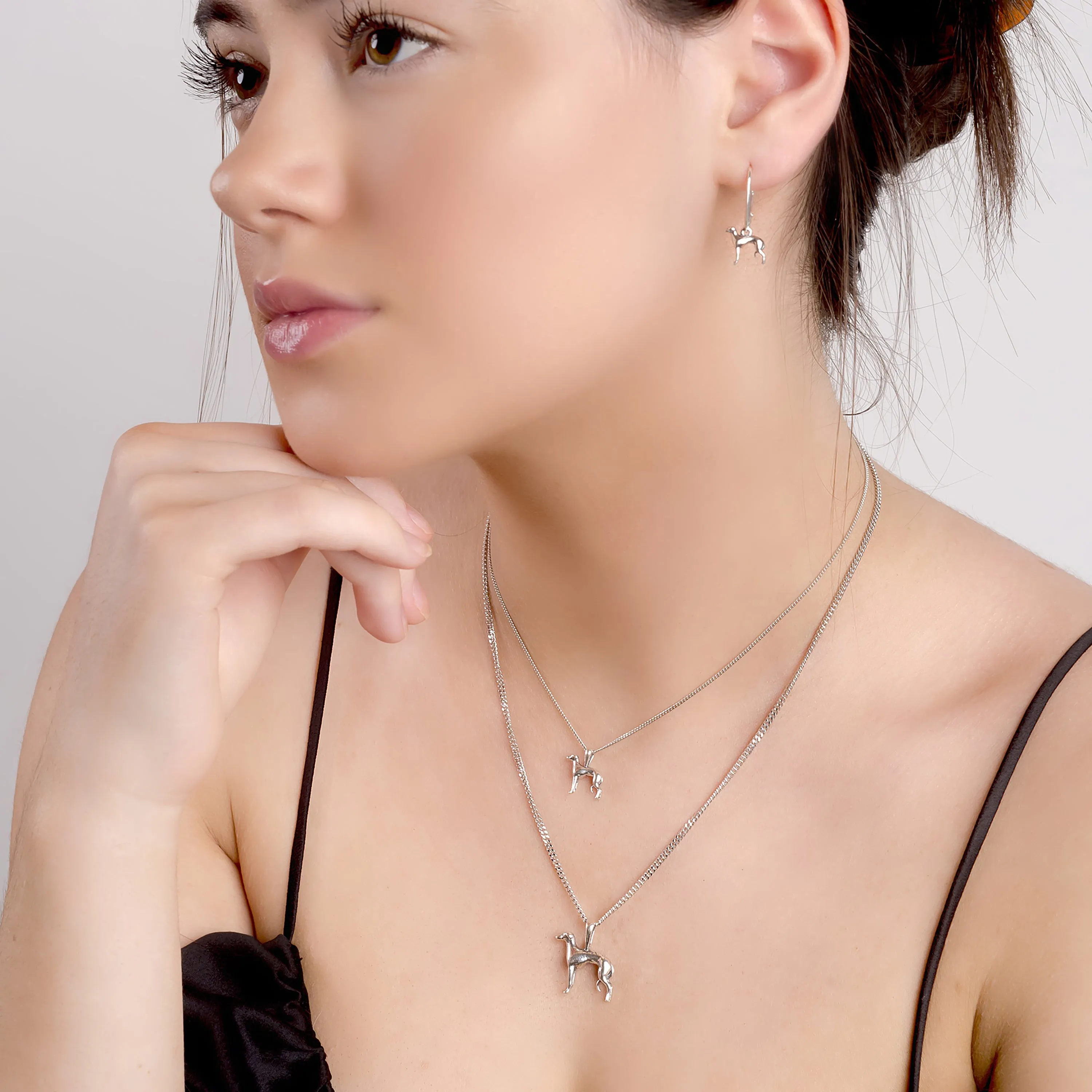 Large Greyhound / Whippet Dog Necklace in Silver sold by Henryka product image thumbnail 3
