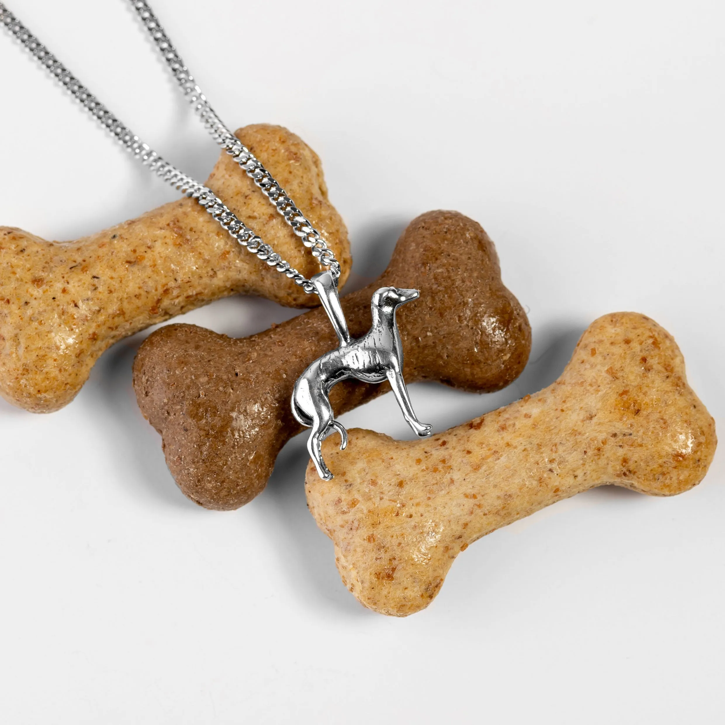 Large Greyhound / Whippet Dog Necklace in Silver sold by Henryka product image thumbnail 4